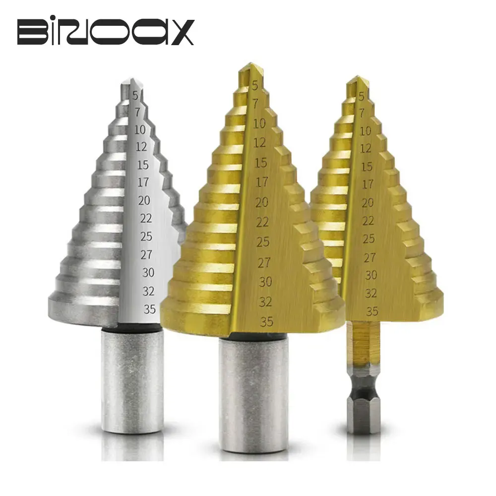 

Binoax HSS Step Drill Tool 5-35MM 13 Steps Multiple Hole Metals Platic Wood Cone Drill Bits