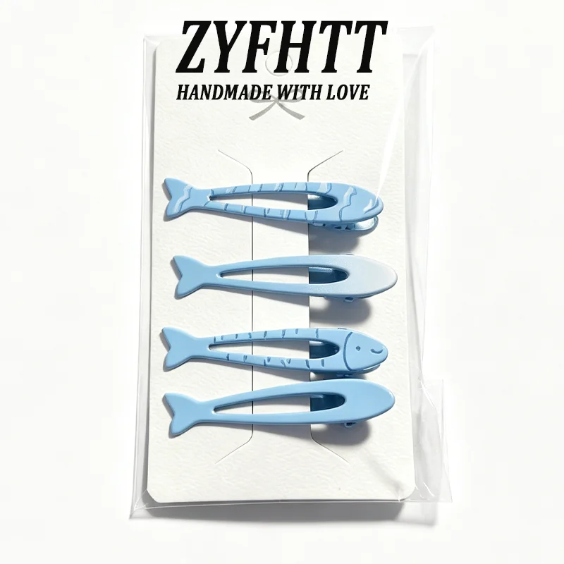 4/8 Stück ZYFHTT Blau-Gelbe Kleine Fisch-Haarspangen für Frauen Niedliche Seitenspangen Modische Mädchen-Haarnadeln Haaraccessoires – Detail 8