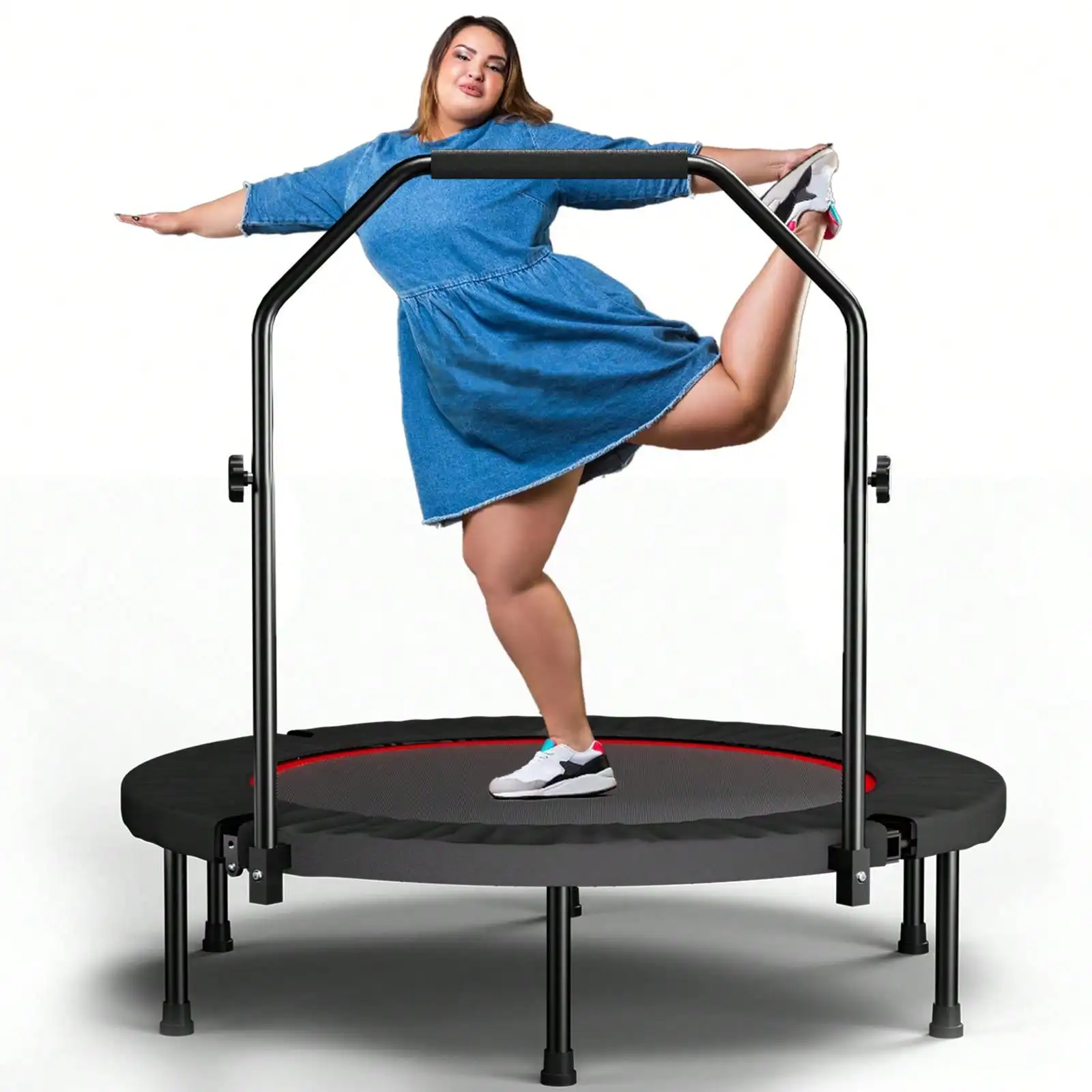 Young Generation 40inch Foldable Mini Sports Trampoline-Compact Design For Easy Storage|Low-Impact Exercise, Calorie Burning, And Balance Improvement|Fitness Equipment For Indoor And Outdoor Use|Supports Up To330 Pounds And 200,000 Fatigue Tests