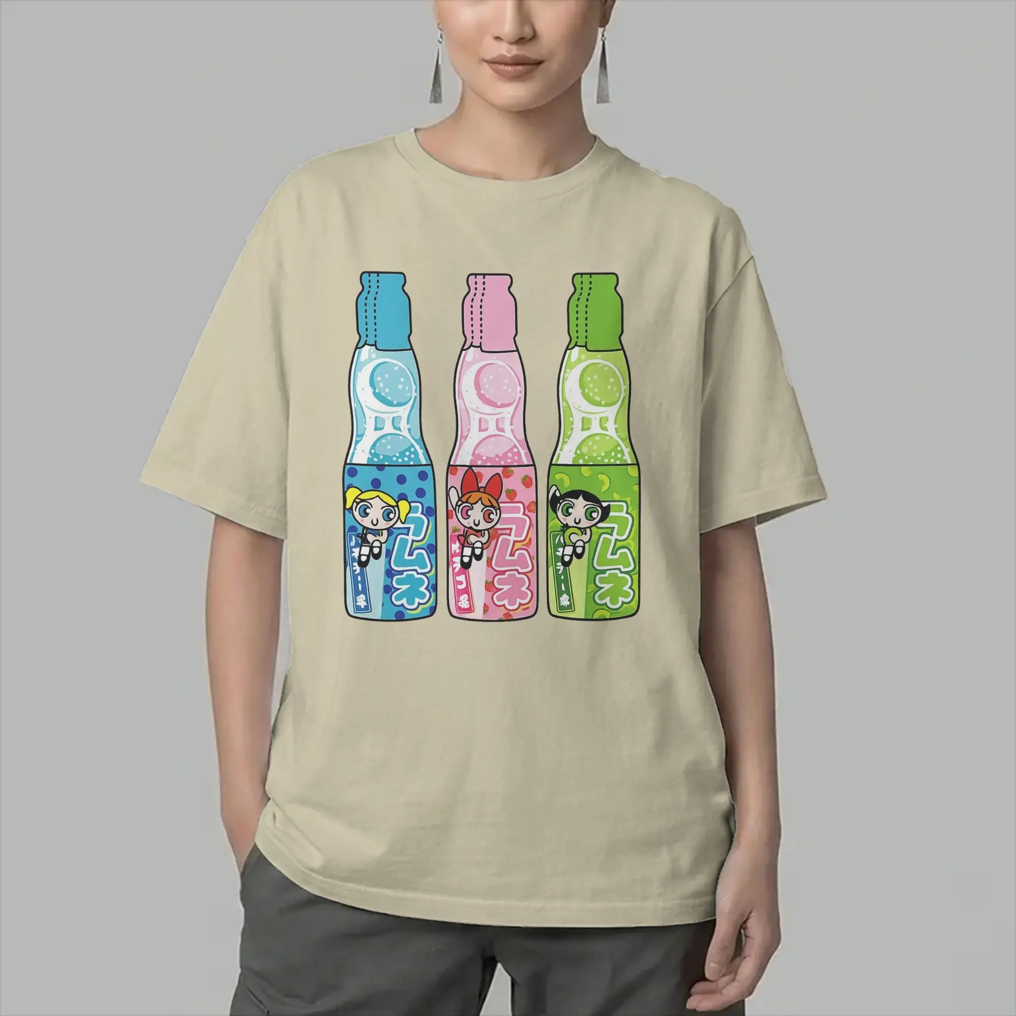 P-Powerpuffs Girl Cartoon Men's T Shirts  Vintage Tees Short Sleeve Round Neck T-Shirts Cotton 4XL 5XL Tops