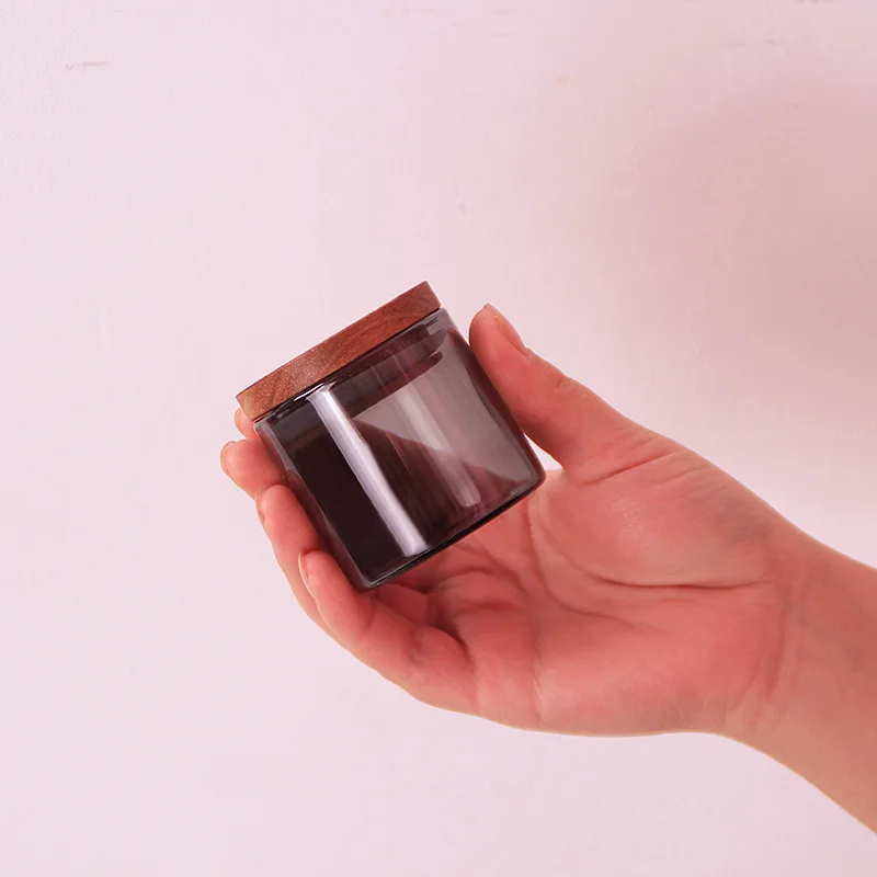 60ml Light Blocking Glass Tea Caddy High Borosilicate Airtight Mini Storage Jar with Lid Chinese Elegant Tea Container