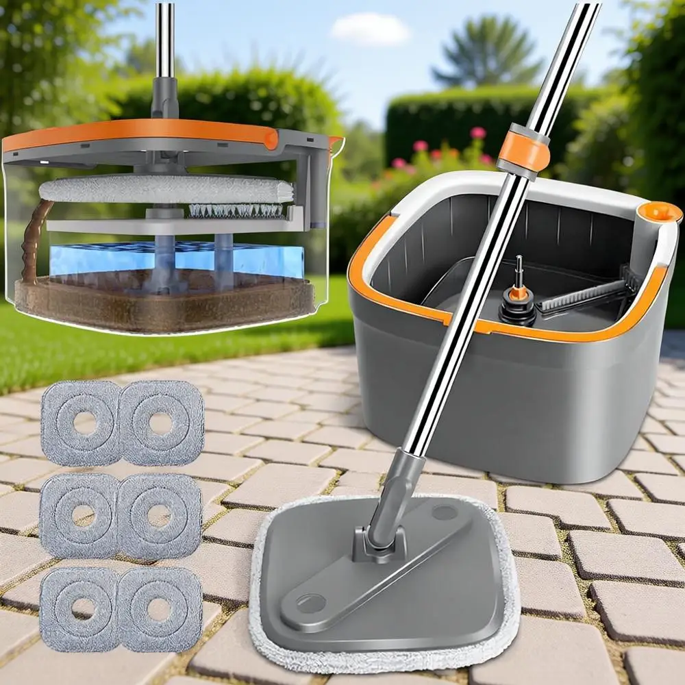 

Efficient Dual-Tank Spin Mop for Deep Cleaning on Floors and Walls