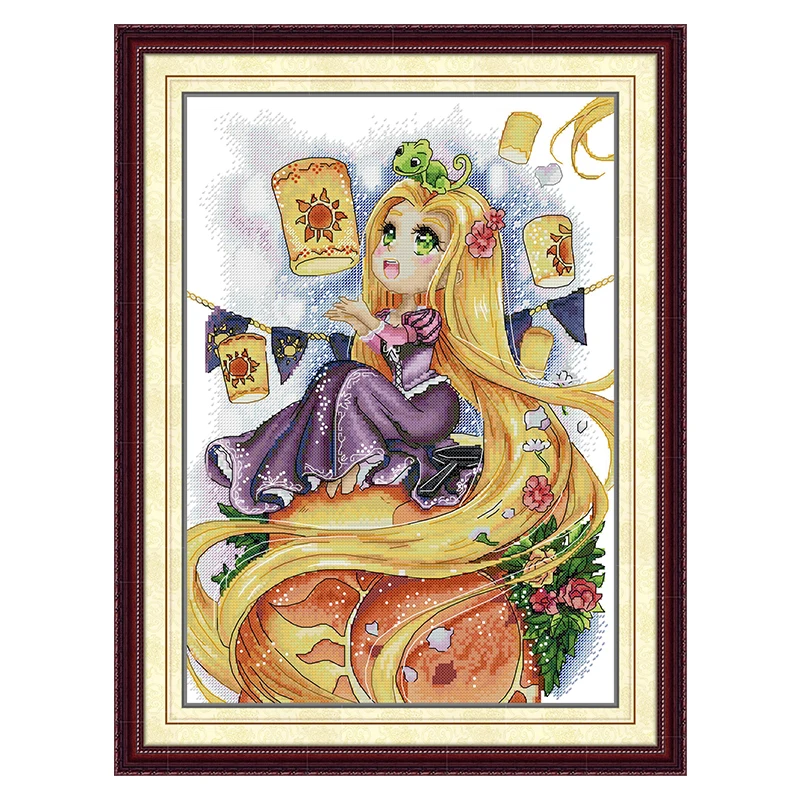 Rapunzel Patterns Counted Cross Stitch Set DIY 11CT 14CT 16CT Stamped DMC Cross-stitch Kit Embroidery Needlework Home Decor