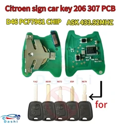 da shi Remote Car Key For Citroen c4 c3 c2 c1 For Peugeot 106 206 306 307 107 For Toyota Aygo 2Buttons 433Mhz 4D70/ ID46 Chip