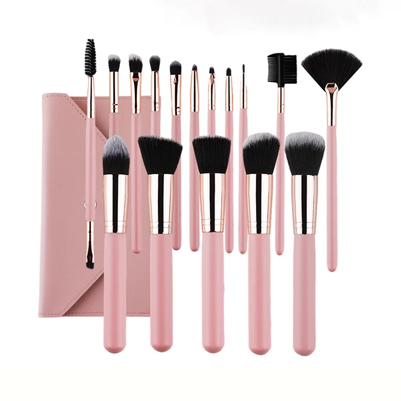 Make-up-Pinsel mit einzelnem Holzgriff im Set für Gesichtsgrundierung, loses Puder und Lidschatten, Lippenapplikator, Concealer, Lippenbalsam-Werkzeuge