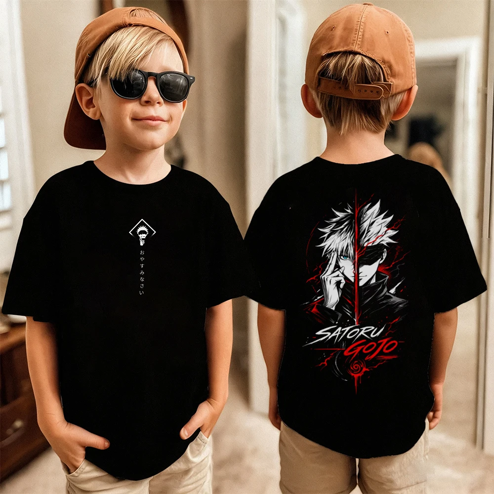 

Японская аниме-футболка Jujutsu Kaisen с графическим принтом, мужская футболка, детская футболка для мальчиков, Harajuku, с коротким рукавом, летняя одежда для девочек
