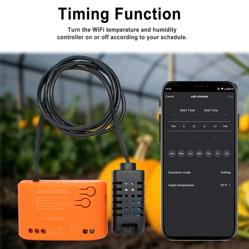 Imagen 2 del producto Sensor de temperatura y humedad WiFi Tuya con sonda externa para higrómetro doméstico inteligente, monitoreo por aplicación para plantas, acuario, bodega