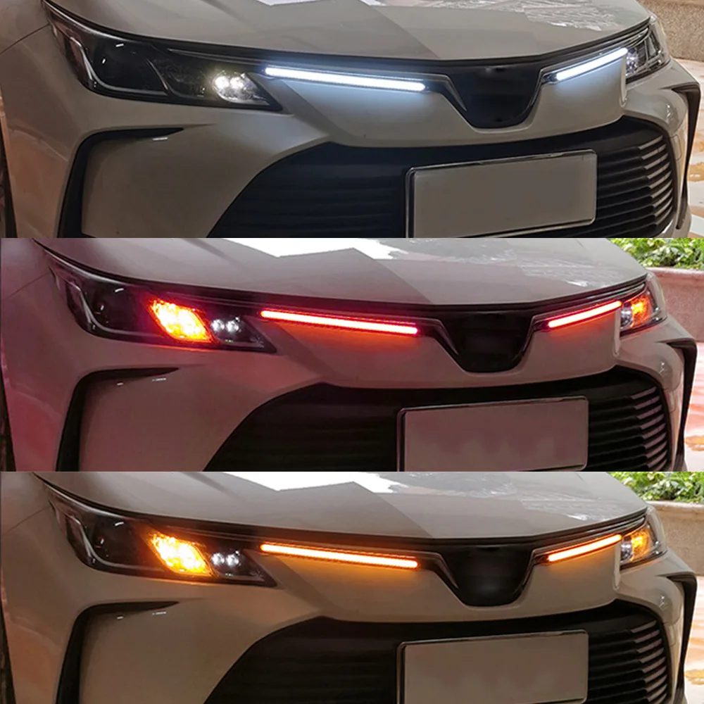 Car LED Daytime Running Light 2 Pcs/set Turn Signal Car Styling DRL Light Headlight Strip Universal Car Modified Streamer Strip