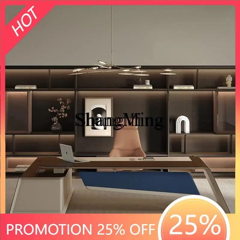 SM Modern President General Manager Chairperson Light Luxury Solid Wood Office Desk and Chair Combination