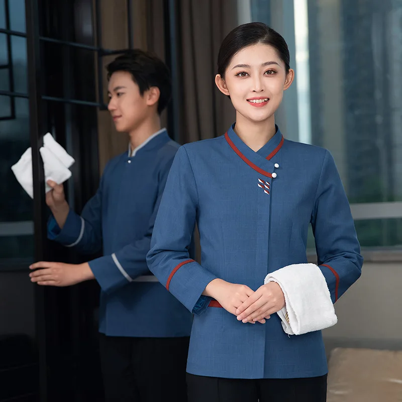 زي تنظيف غرفة الفندق الخريف الشتاء الملكية فندق تنظيف الموظفين الزي الرسمي مول مستشفى تنظيف عمال للجنسين #5