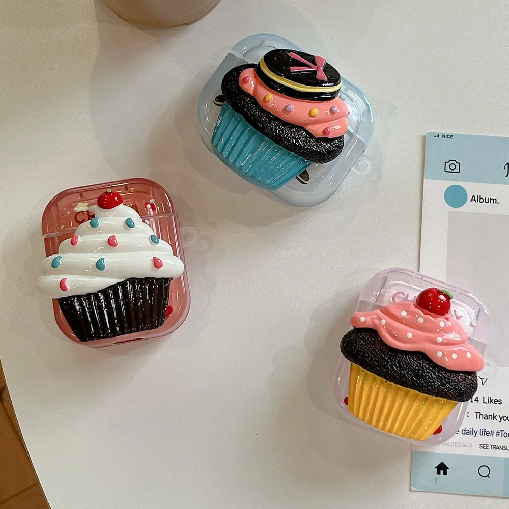 Dulce y delicioso helado 3D pastel de Chocolate Linda funda para auriculares para Apple AirPods 1 2 3 Pro 2 funda para auriculares inalámbricos con Bluetooth