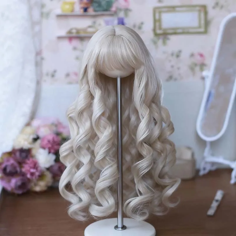 

Новинка 1/4, парик для шарнирной куклы с челкой, длинный кудрявый парик для девочек, аксессуары «сделай сам» для макияжа, парик для куклы, аксессуары для куклы 1/4 MSD YOSD