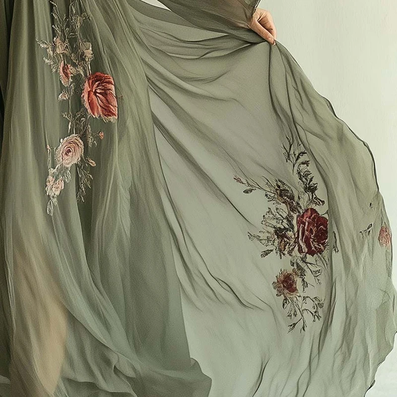 Women's Clothing Trend 2025 Spring Long Sleeve High Waist Evening Dresses Sexy V Neck Floral Printed Boho Holiday Dress Vestidos