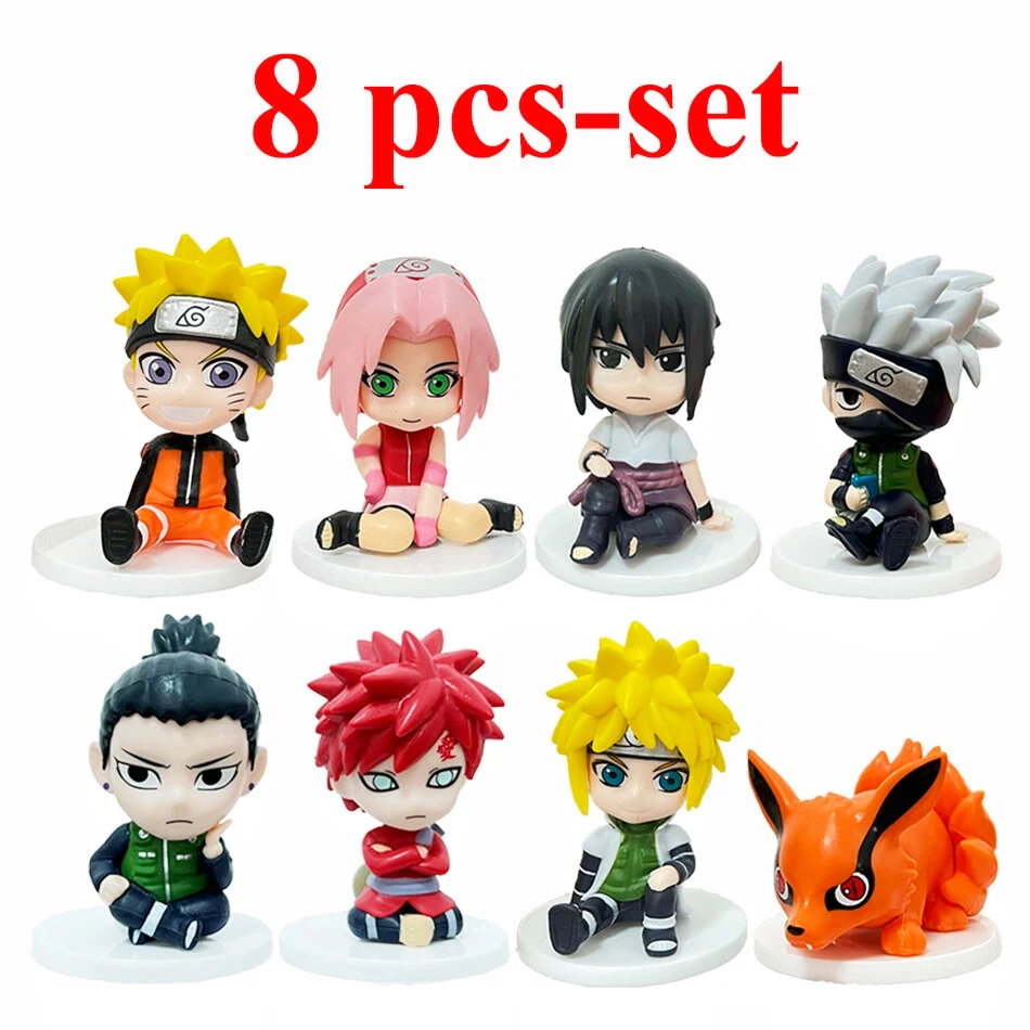 8 Stück Anime Naruto Charaktere Uzumaki Naruto Uchiha Sasuke Q-Version Figuren PVC-Modell Desktop-Spielzeug Ornament Anime-Zubehör Geschenk