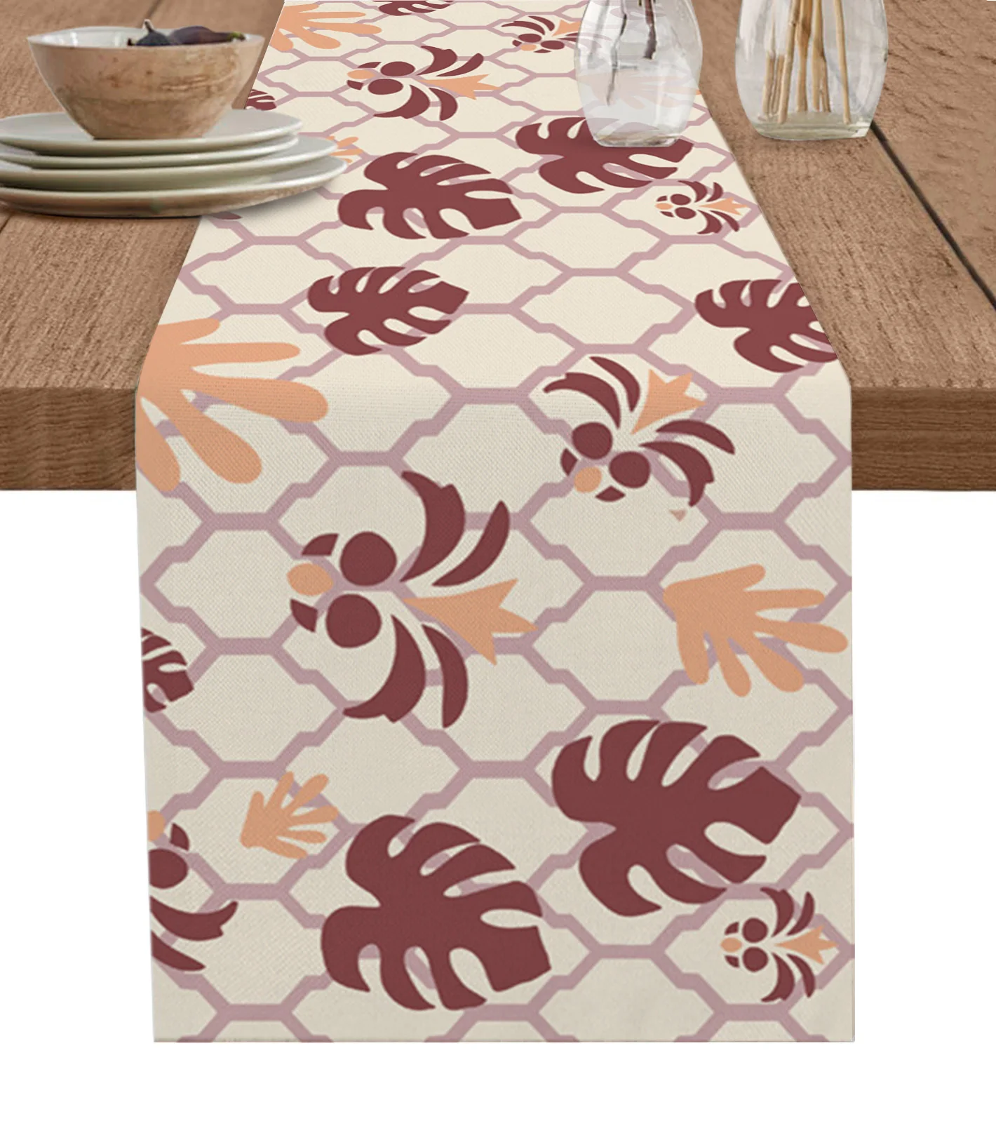 

Abstract Pineapple Leaf Geometry Table Runner Decoration Home Decor Dinner Table Decoration Table Decor