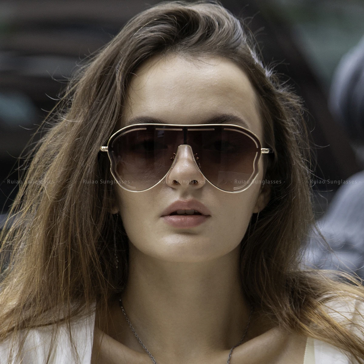 Luxury oversized women sunglasses brand designer sun glasses one lens shades big frame woman's UV400 goggle girls sunglasses