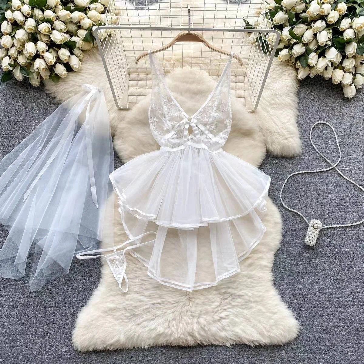 الحلو لطيف الوردي دعوى أكمام كشكش سليم المحاصيل الأعلى 2 قطعة مجموعة لعب الأدوار مثير فتاة بيجامة عادية مرونة الخصر مطوي تنورة صغيرة