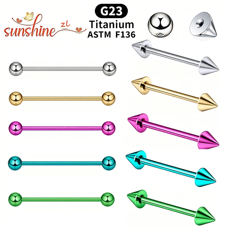 2 Stück 14G/16G G23 Titan Lange Zungenpiercings Barbell-Knorpelpiercings 6/8/16/18/20/24/28/32/40/44/48mm