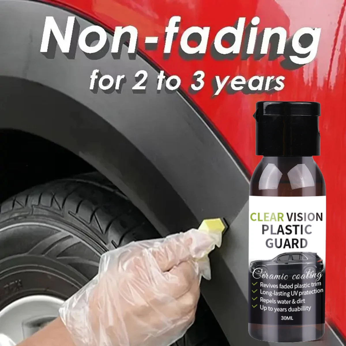 Revêtement céramique de restauration de plastique de voiture 2-3 ans, protection longue durée, réparation, blanchiment, brillance noire, garniture en plastique et soins en caoutchouc P9