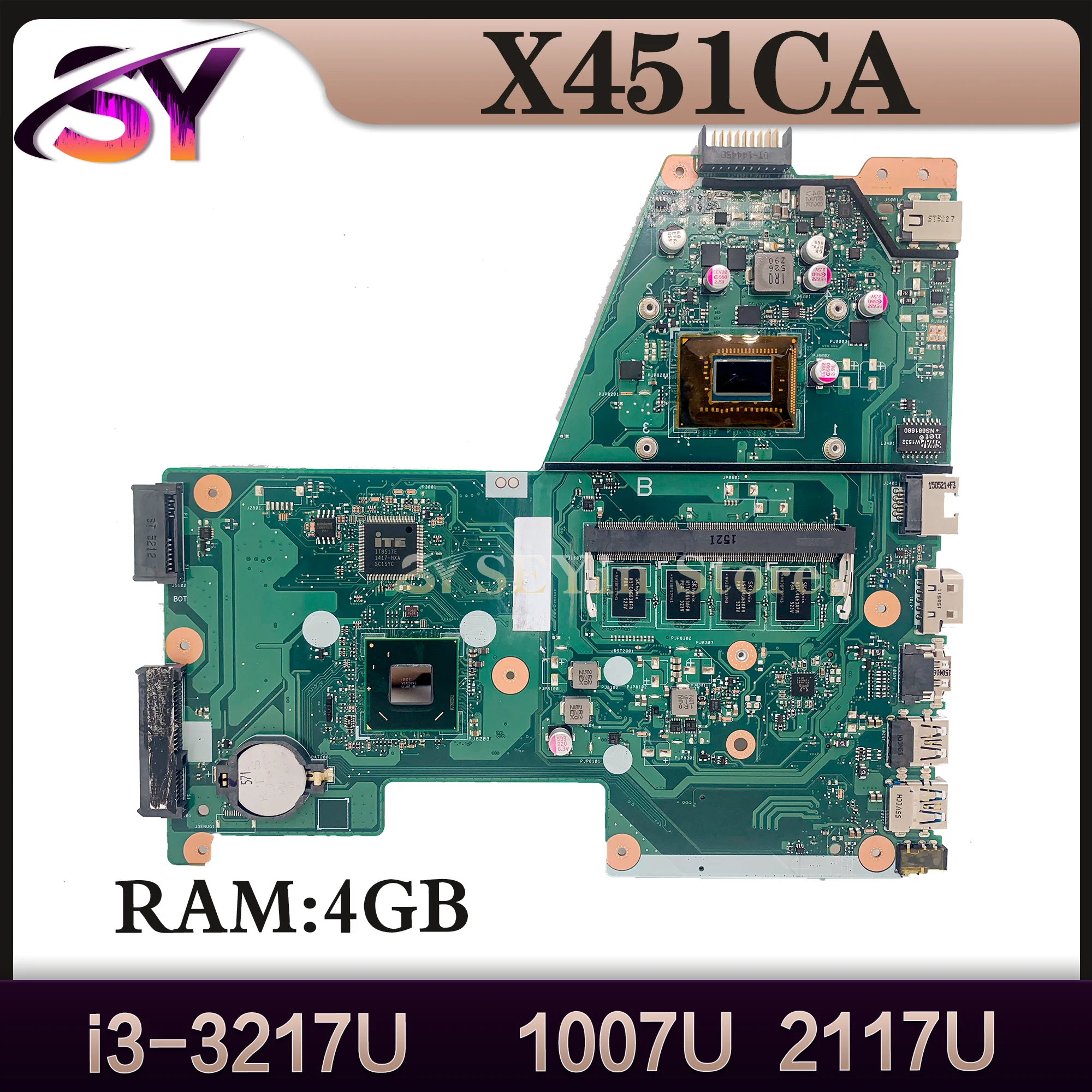 

Notebook X451C Mainboard For ASUS X451CA F451C A451C X451CAP Laptop Motherboard CPU 1007U/2117U/I3-3217U 0GB/2GB-RAM