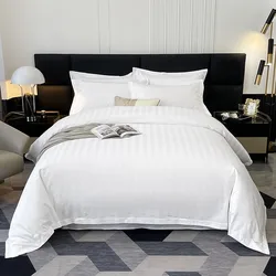 White Grey Stripe Premium Hotel Bedding Set Double Queen Super King Soft Comfortable Duvet Cover Flat/Fitted Sheet Pillowcases