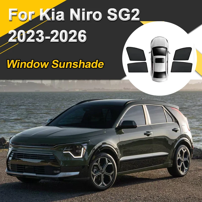 

Car Sun Shades For Kia Niro SG2 2023 2024 2025 2026 Sunshades Magnetic Heat Insulation Privacy Mesh Visor Auto Accessories