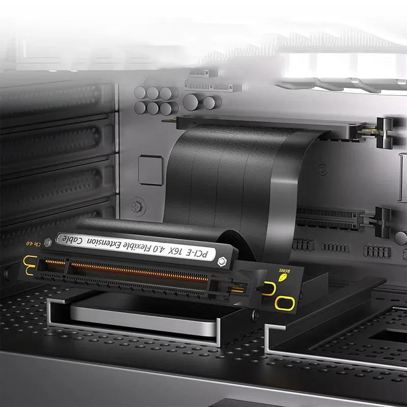 

20CM PCIE 4.0 Extension Cable PCI-E 4.0 X16 Extender Riser Cable High Shielding Property Efficient for Graphics Card GPU Bracket