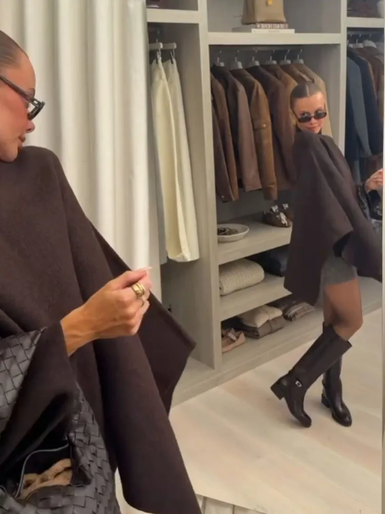 HH المرأة موضة جديدة متعددة الاستخدامات الصلبة الوقوف طوق محبوك معطف الرأس الإناث فضفاضة عادية شارع العليا غير المتماثلة سترة Mujer #2