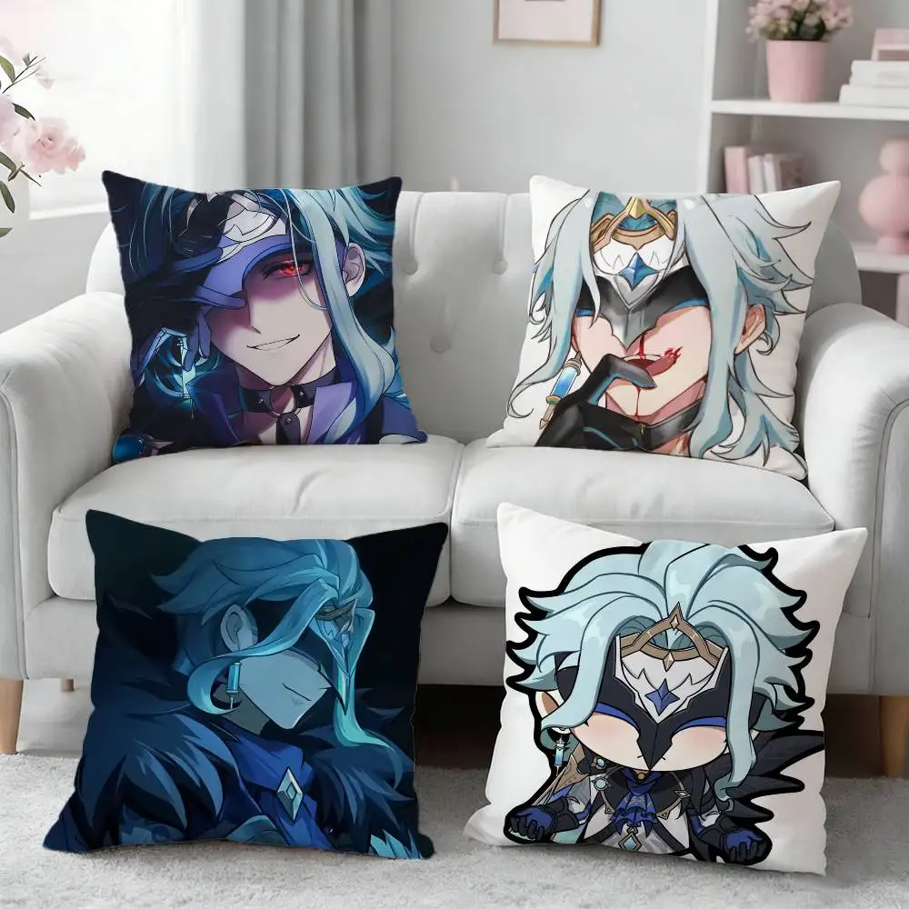 Funny Game Figure Dottore Genshin Pillow Case for Sofa Living Room Home office Decor Protective Cover