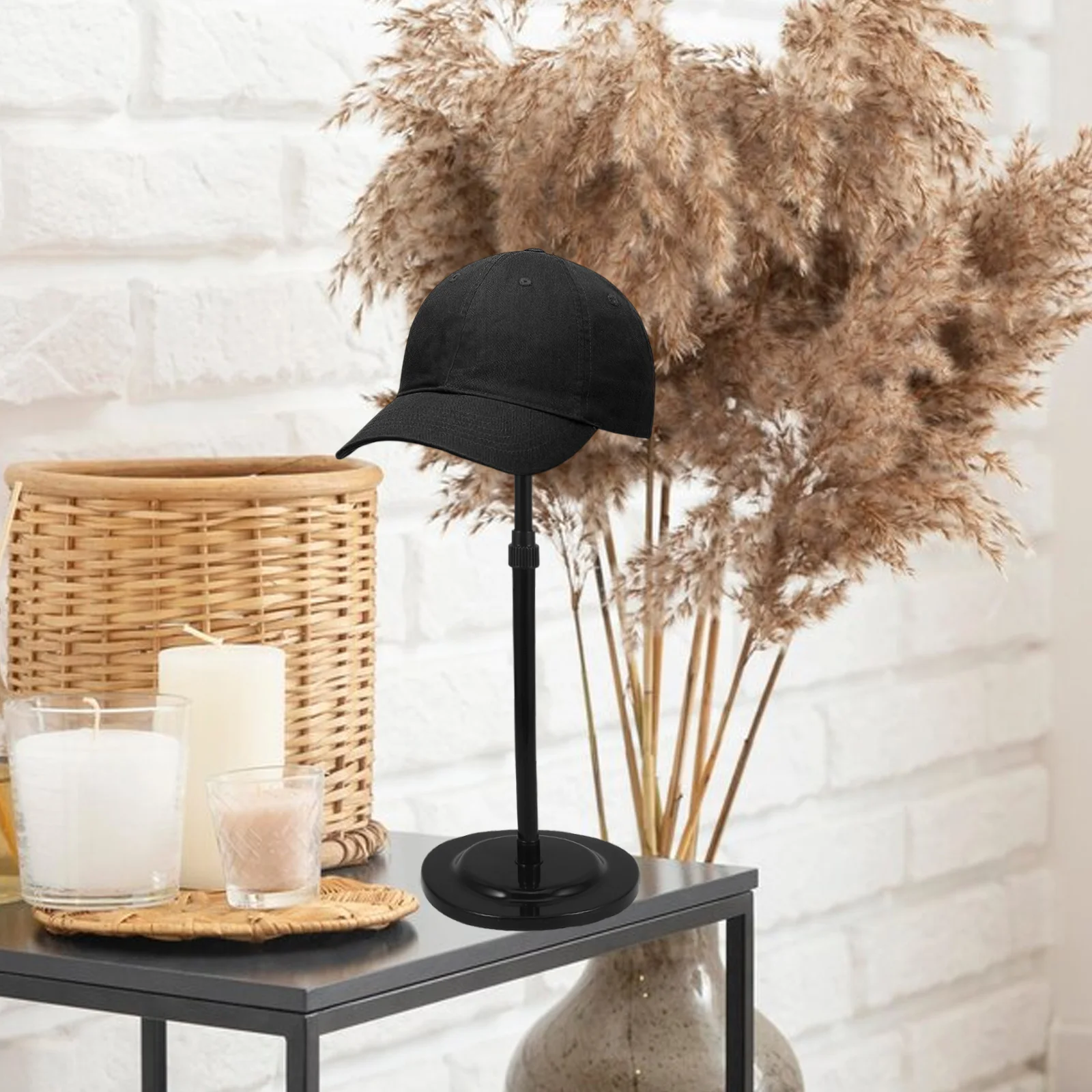 

Telescopic Headform Holder Adjustable Hat Display Stand for Vendors Retail Black Baseball Rack Storage Solution