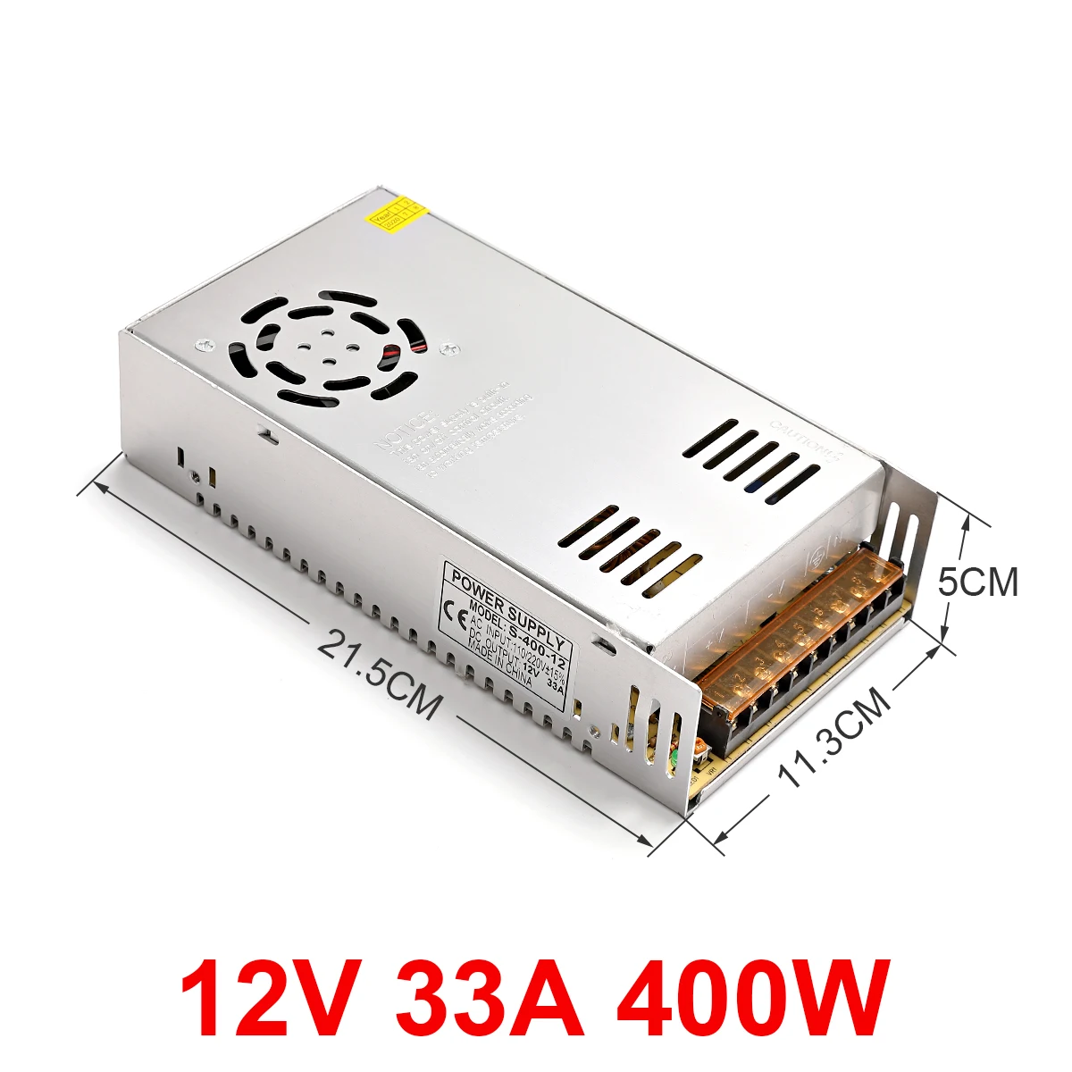 Zasilacz impulsowy 400W DC 12V 33A Obudowa aluminiowa Adapter transformatora z napędem LED Konwerter napięcia