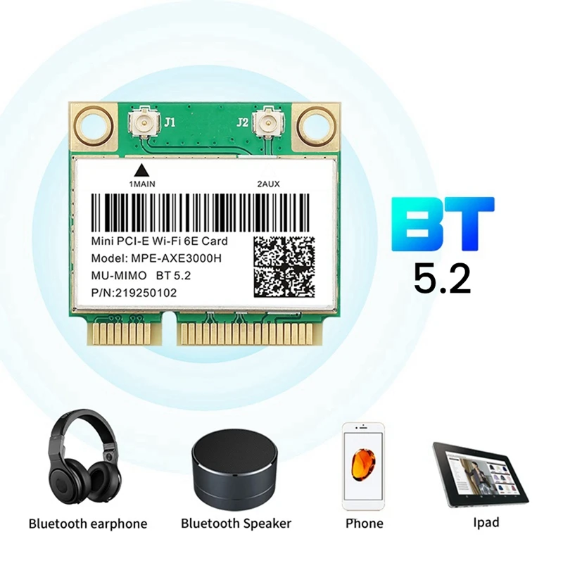 Adaptor nirkabel Wifi 6E MPE-AXE3000H Mini PCI-E, kartu jaringan Bluetooth 5.2 AX210 802.11AX/AC