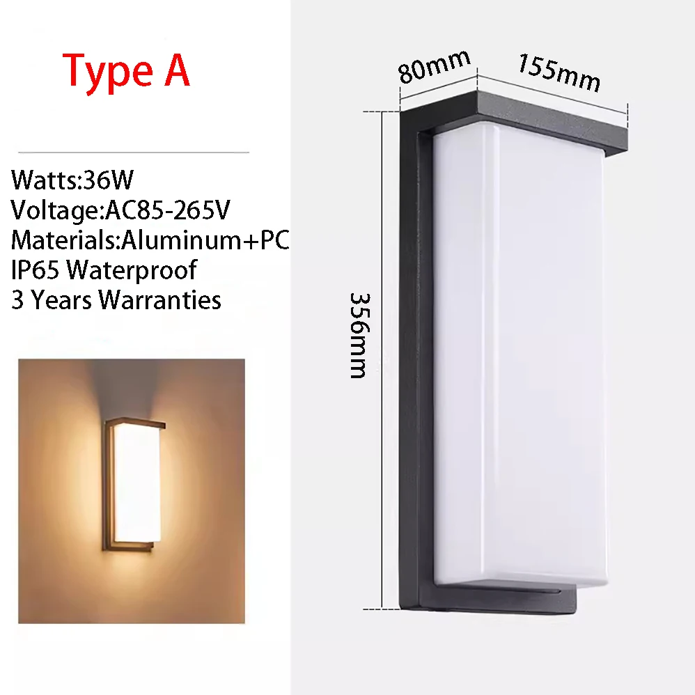 Светодиодный настенная лампа в современном минималистичном стиле, два типа, для помещений и улицы, IP65, водонепроницаемая, AC85-265V 18 Вт/36 Вт с гарантией 3 года