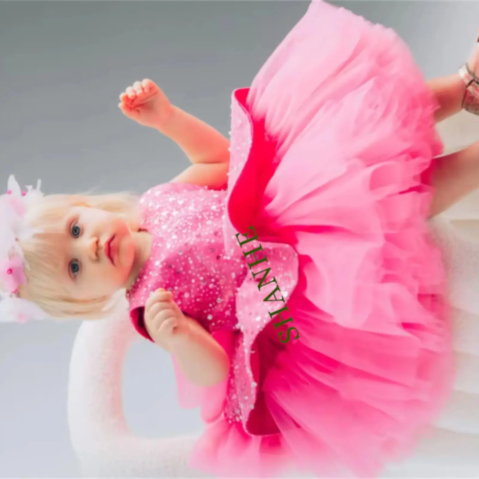 

CustomizedNew Tailored Flower Girl Dress Puffy Tulle Big Bow Tiered Baby Girl Dress Toddler Tutu Outfit Christening Dress