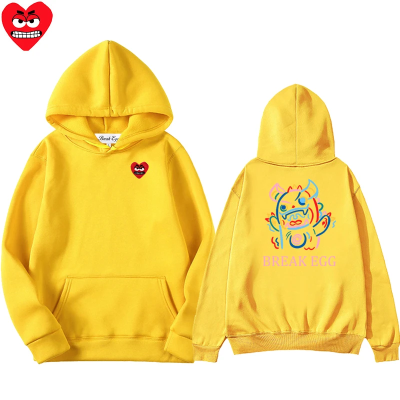 男性と女性のためのふくらはぎのプリントが施されたポリエステルフード付きスウェットシャツ,ポケット付き,薄いセーター,ゆったりとしたセーター,クールでかわいい,ハートの刺embroidery,秋