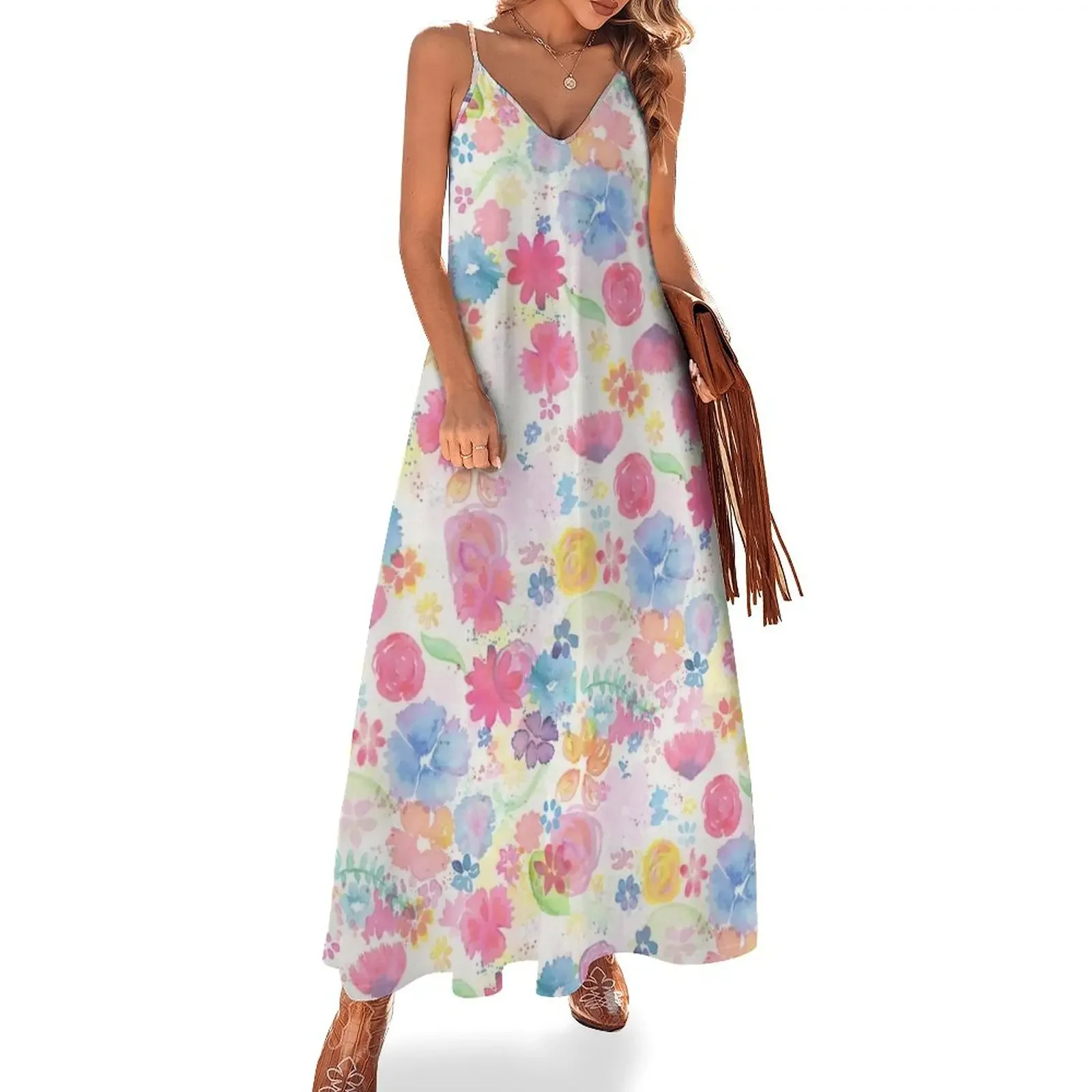 

Flower Splatter Sleeveless Dress Bridesmaid dress woman Female dress clothes for woman