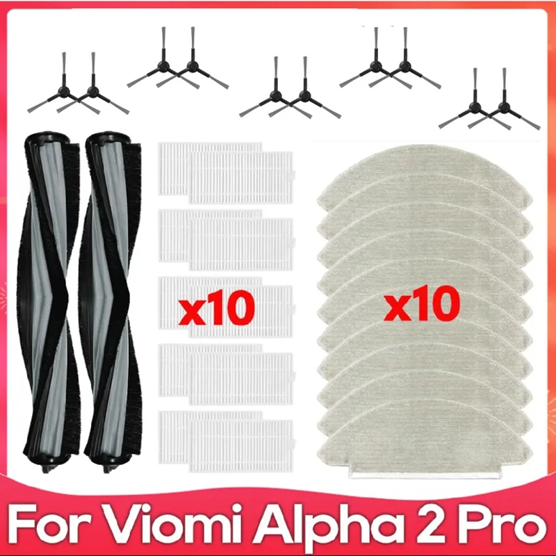 

Replacement Accessories For Viomi Alpha 2 Pro / V5 Pro / V-RVCLM27B / V-RVCLM40B Vacuum Cleaner Main Side Brush Filter Mop