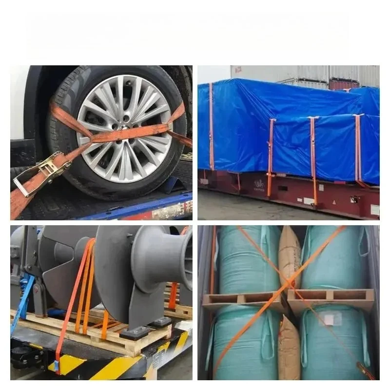 Heavy Duty Metal Buckle Tie Down Cargo Straps for Car and Truck Strong Ratchet Belt Secure Luggage Cargo Transport Tool