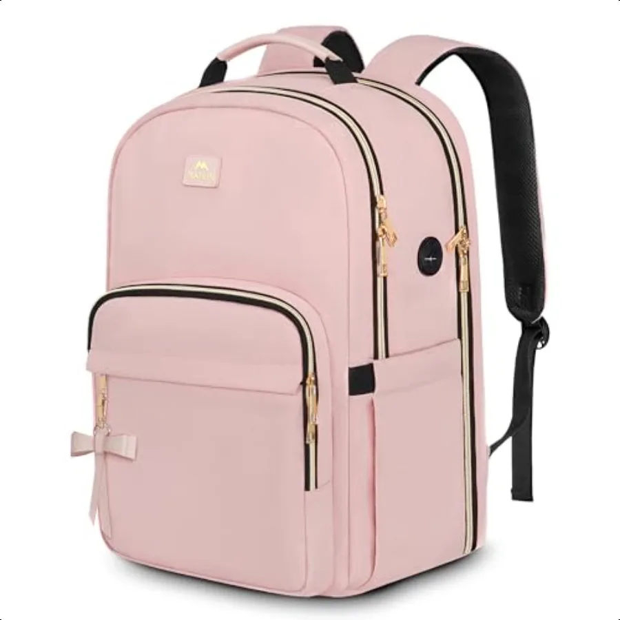 

MATEIN Pink Laptop Backpack for Women 17 Inch TSA Appd Anti Theft Padded Travel Backpack with Charging Hole Lage Strap Large Wa
