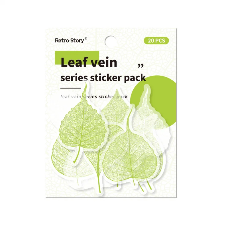 Card Lover 20 Pcs [Leaf Veins series] Leaf Themed Handmade Account DIY Material Decoration Sticker PET Material Scrapbook Kit