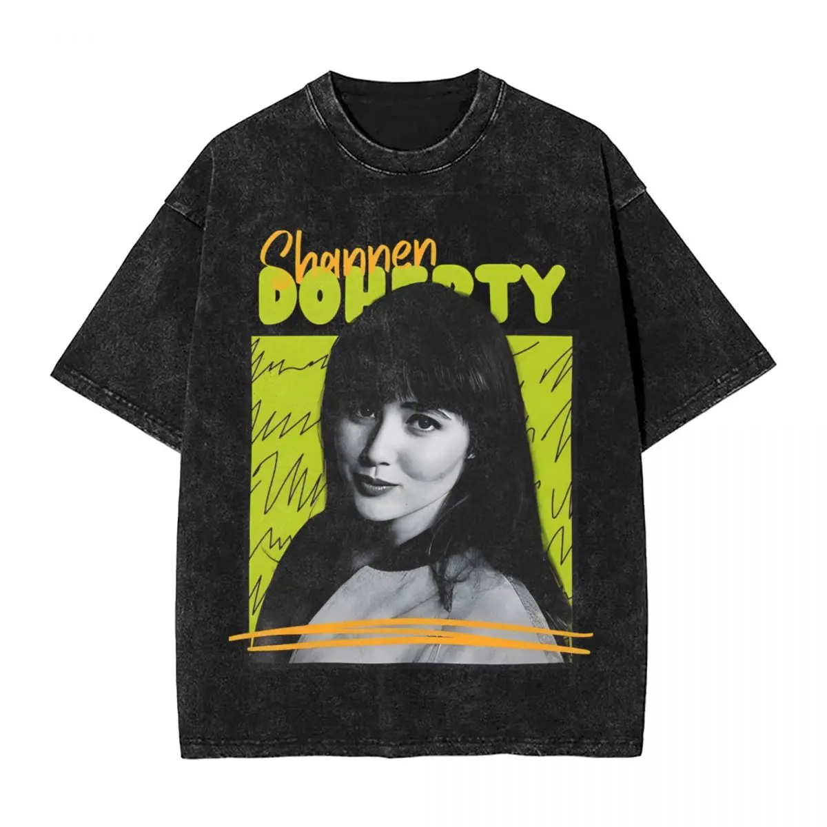 

Washed T Shirts Shannen Doherty Hip Hop Vintage T-Shirts Harajuku Streetwear Cotton Summer Tops Tops Tees for Men Women