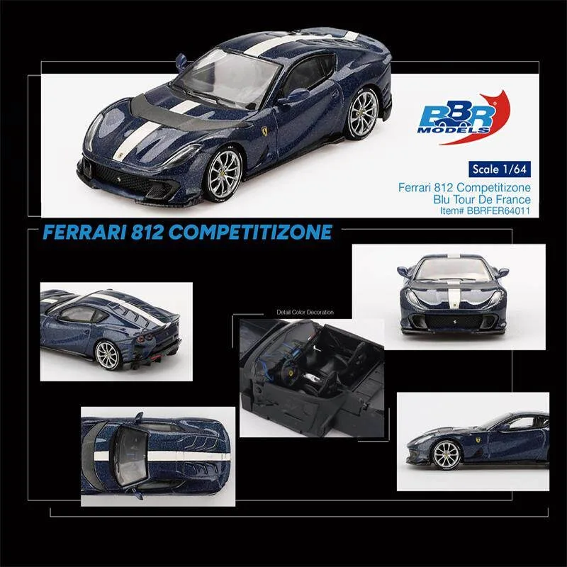 

BBR 1/64 812 Competitive Zone Blu Tour De France: Коллекционная модель автомобиля из литого сплава, украшение для рабочего стола, игрушка для мальчиков