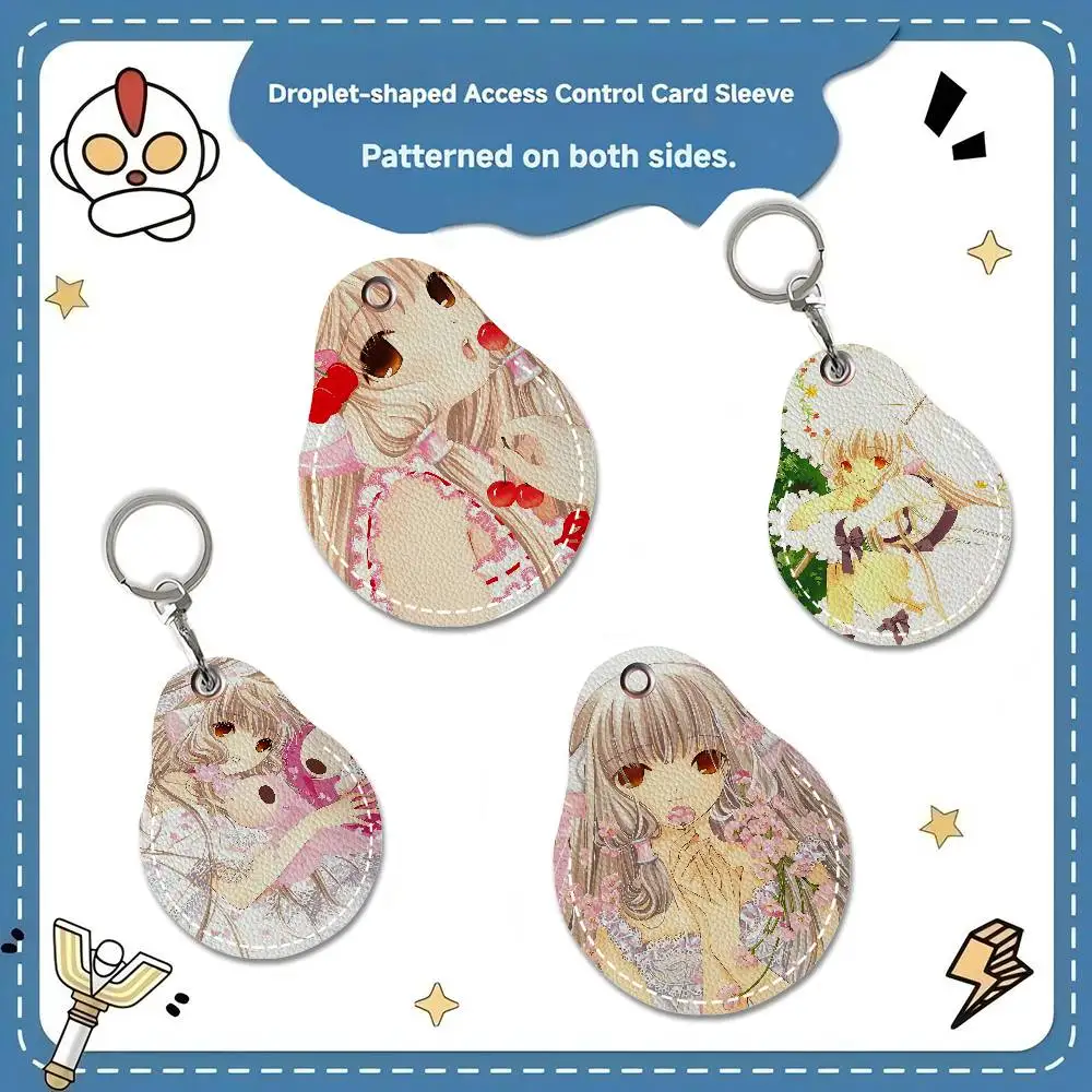 C-Chobits Cartoon Creative Cartoon Pattern Sensitive Access Card Protective Sleeve Keychain Fashion Decorative Pendant