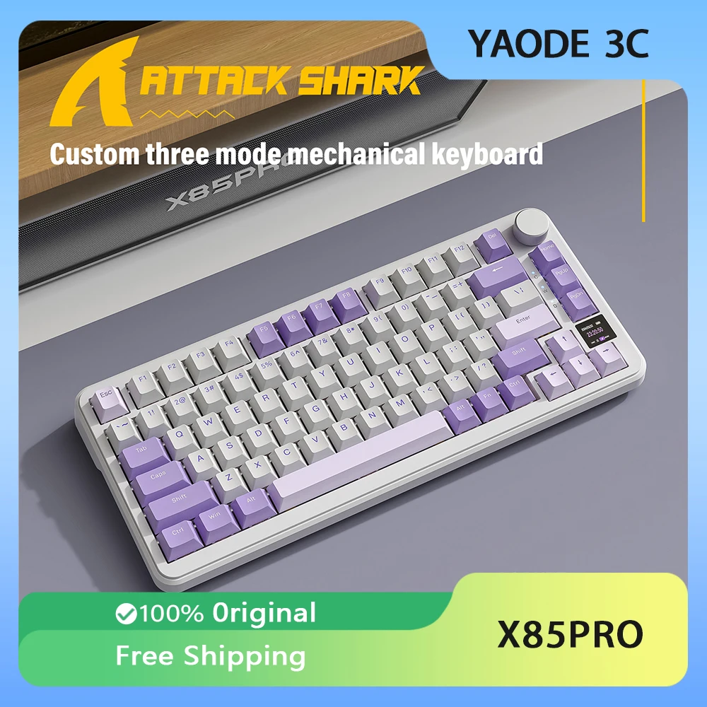 

New Attack Shark X85pro Mechanical Keyboard Wireless Tri Mode RGB Backlit Hot Swap Gasket Gaming Keyboard PC Gamer Accessories