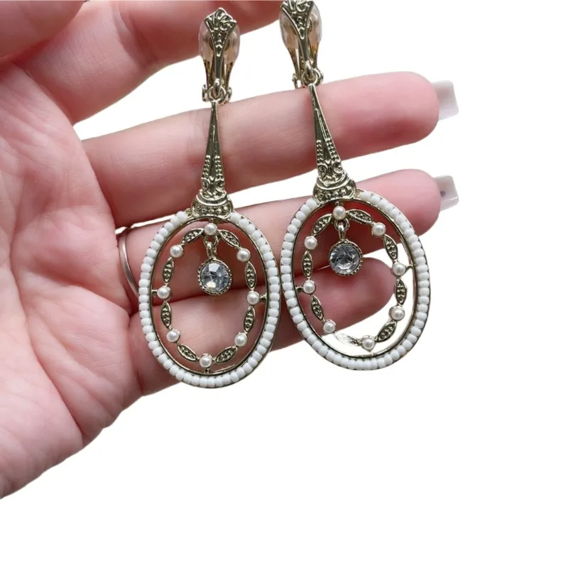 

Timeless Wonder Fancy Zircon Geo Beads Clip on Earrings for Women Designer Jewelry Runway Goth Luxury Rare Sweet Gift Top 5166