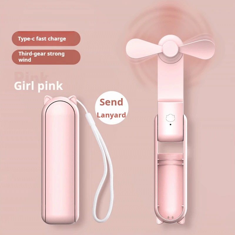 

Handheld Fan 2in1 Power Bank Brushless Motor 12H 36dB USB Rechargeable Folding Mini Portable 3 Speed Summer Essential 7 Colors