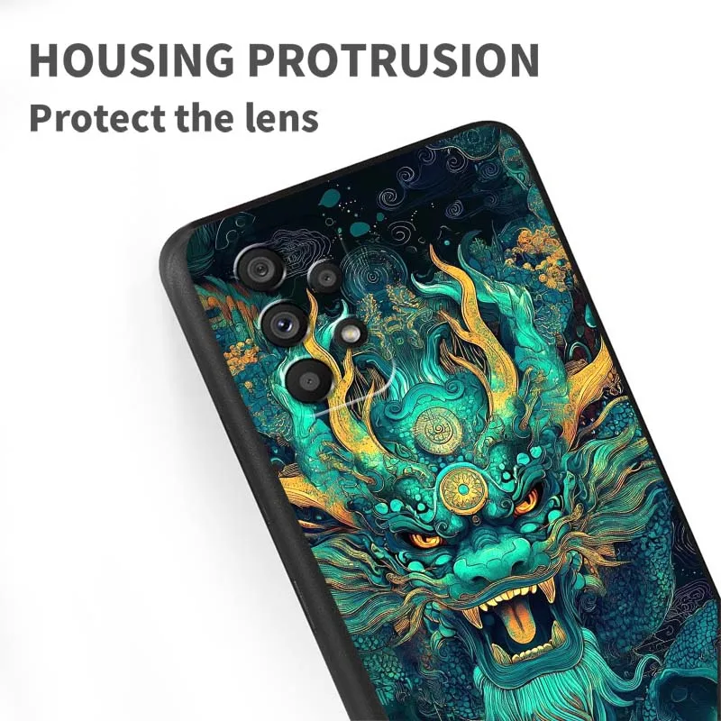 Anime Dragon Design For Samsung A73 A72 A71 A55 A54 A53 A52 A51 A13 A22 A16 A15 A12 A14 A26 A07 5G Black Phone Case view 5