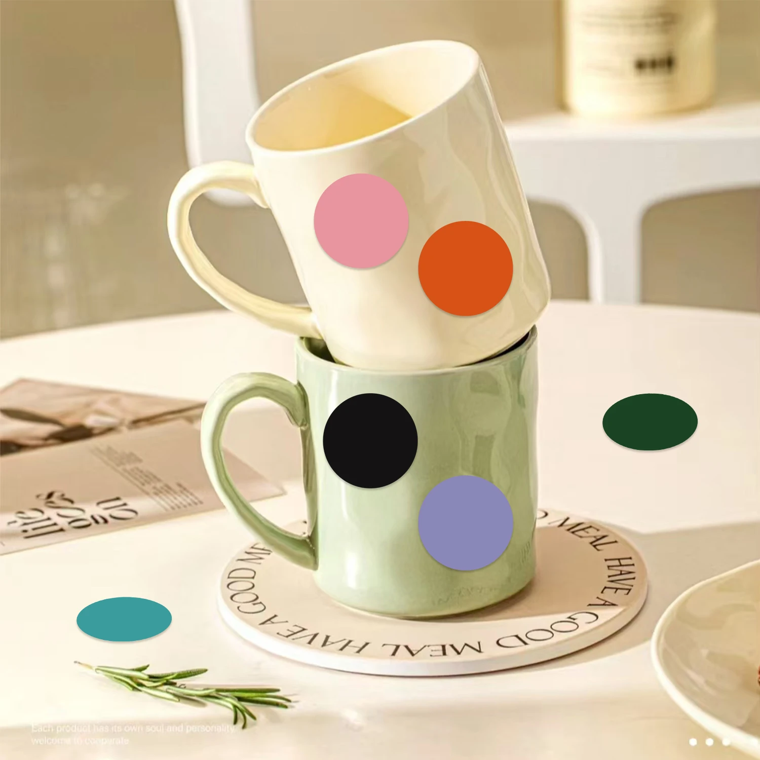 مجموعة ملصقات كروما مستديرة مكونة من 500 قطعة من ملصقات كروما مقاس 1 بوصة - ملصقات قرطاسية باللون الأحمر والأصفر والأزرق والوردي والأسود للتنظيم #5