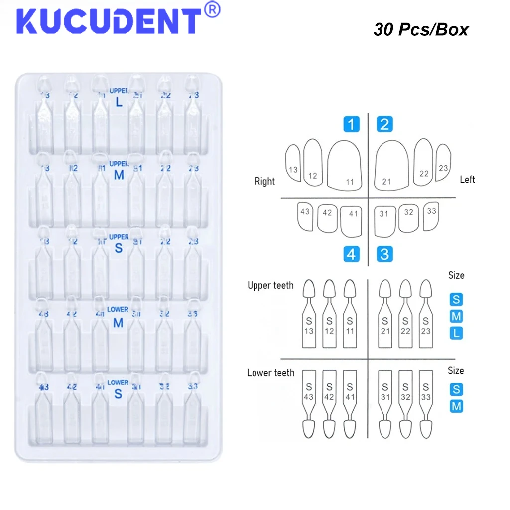 30pcs/Set Dental Veneer Mould Kit Front Teeth Beauty Veneers Autoclavable Anterior Front Fast Quick Teeth Whitening Tool
