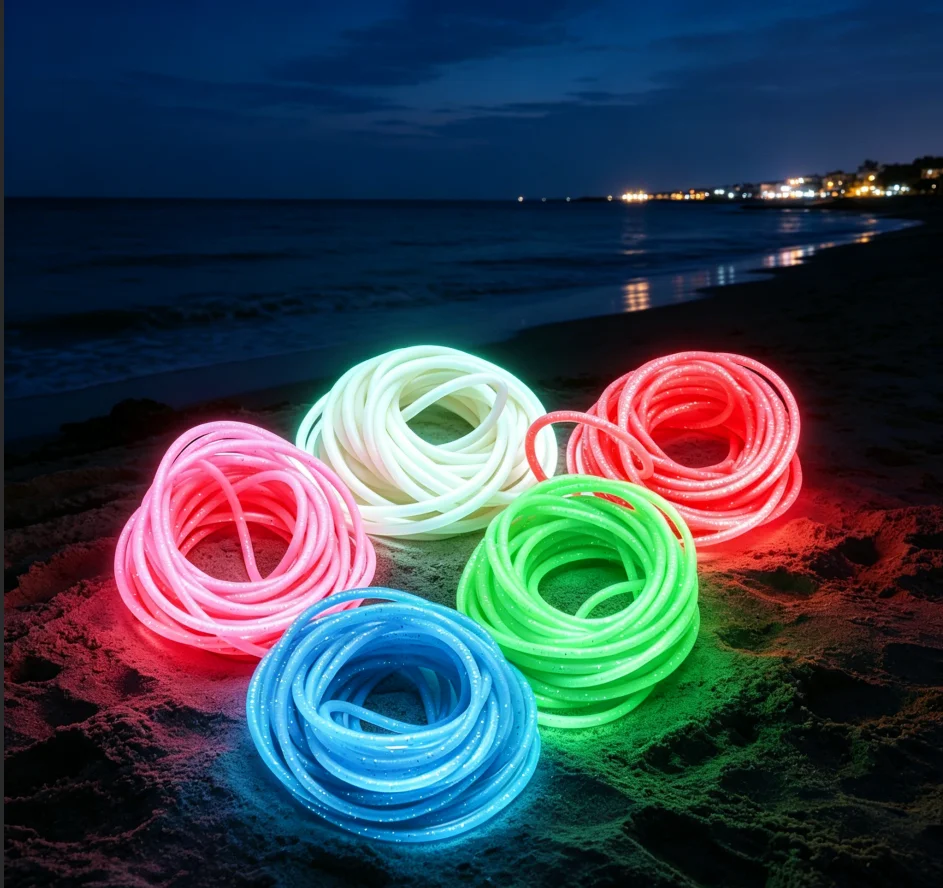 5 Meter lange, leuchtende Angelröhren, weiche, bissfeste, fluoreszierende Leuchtröhre für Nachtangeln, Zubehör für Meeresangeln.